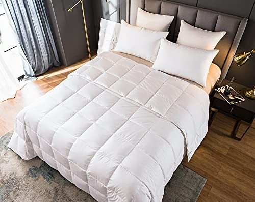 Lightweight 100% Goose Down Comforter/Blanket/Duvet Insert for Queen White
