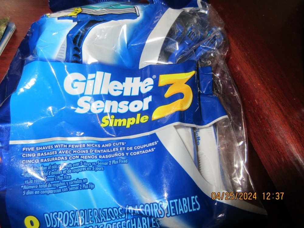 8 Gillette Sensor 3 Simple Disposable Razors Lubrastrip Ultragrip FIxed Head
