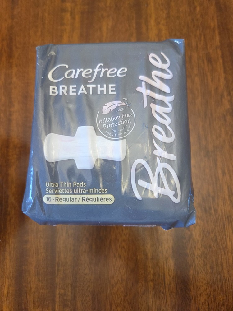 Carefree Breathe Ultra Thin Pads Regular Absorbency 16 Count