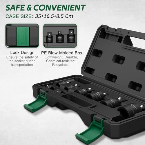 8 Pcs Impact Socket Adapter & Reducer Set, CR SAE-8PCS Adapter and Reducer Set