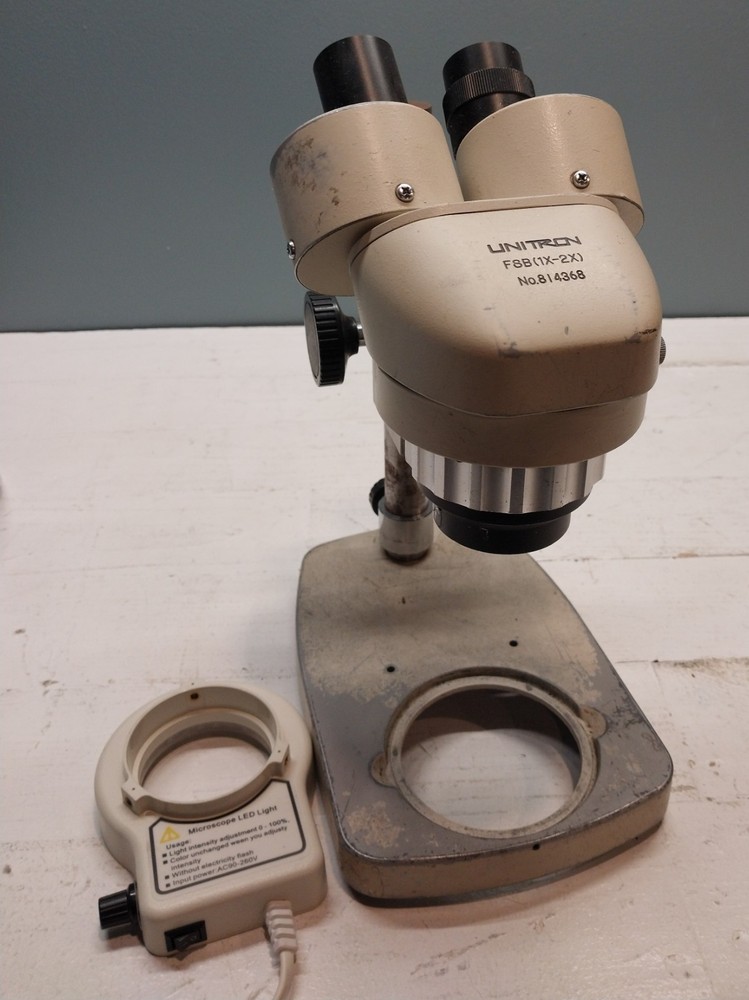 Vintage Unitron FSB (1X-2X) Microscope No. 814368 New LED Light Adjustable