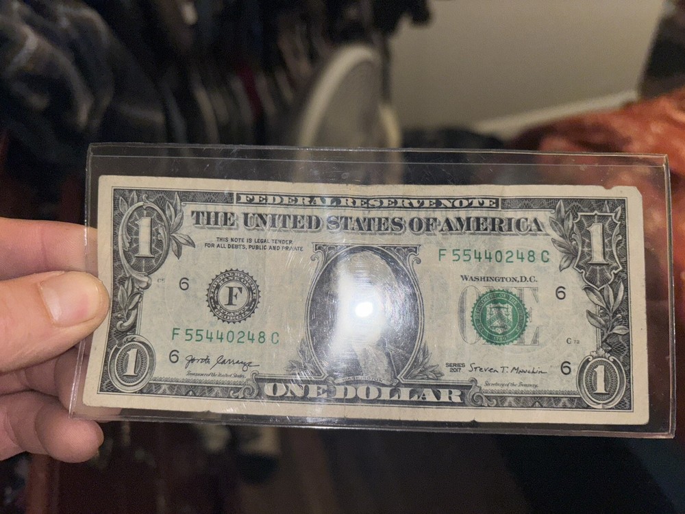 RARE 2017 $1. Dollar Bill Error. Wet Ink Transfer Front And Back. See Though.
