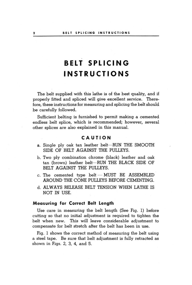 South Bend Flat Belt Splicing Instruction Manual #929