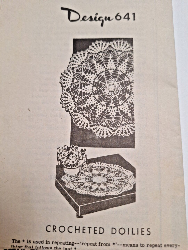 Doilies Doily 641 Crochet Pattern Cotton Thread Mail Order VTG 40s Round Circle