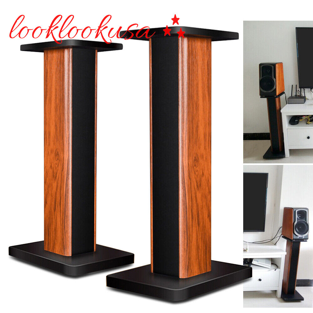 Bookshelf Floor Speaker Stands 1Pair Wood Column Home Theater Speaker Bookshelf