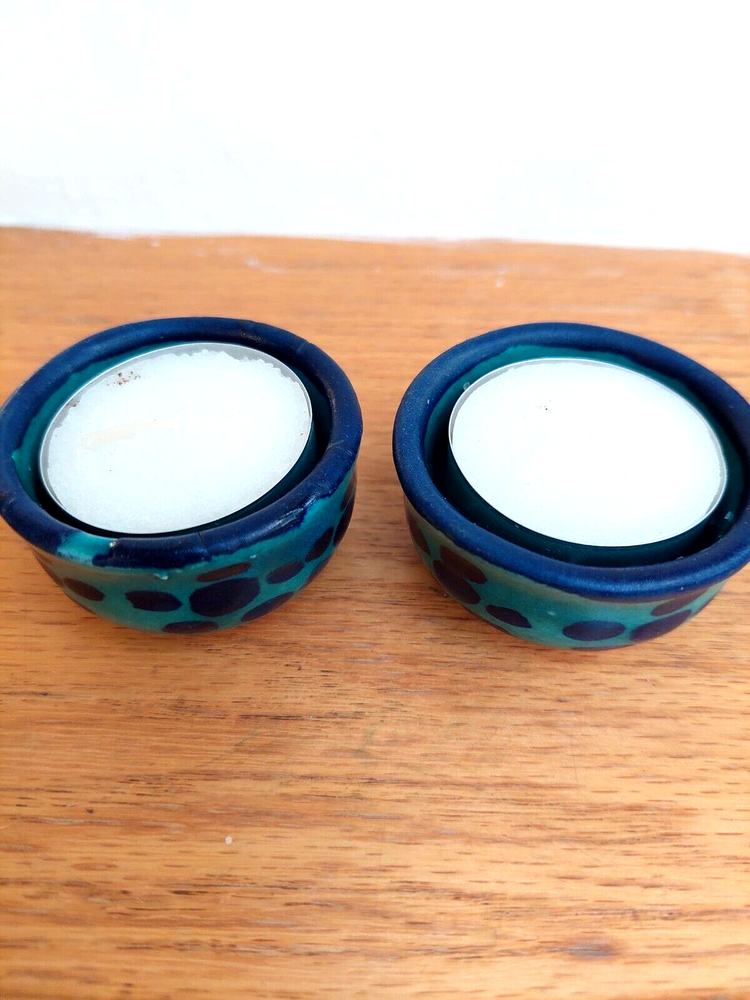 2 handmade mini candlesticks made by people with special needs mental retardated