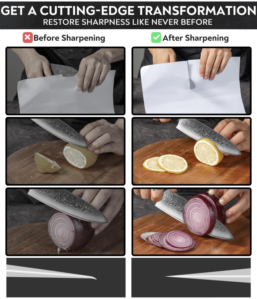 Black Roller Sharpener for Knives with Leather Strop - Knife Sharpener Kit wi...