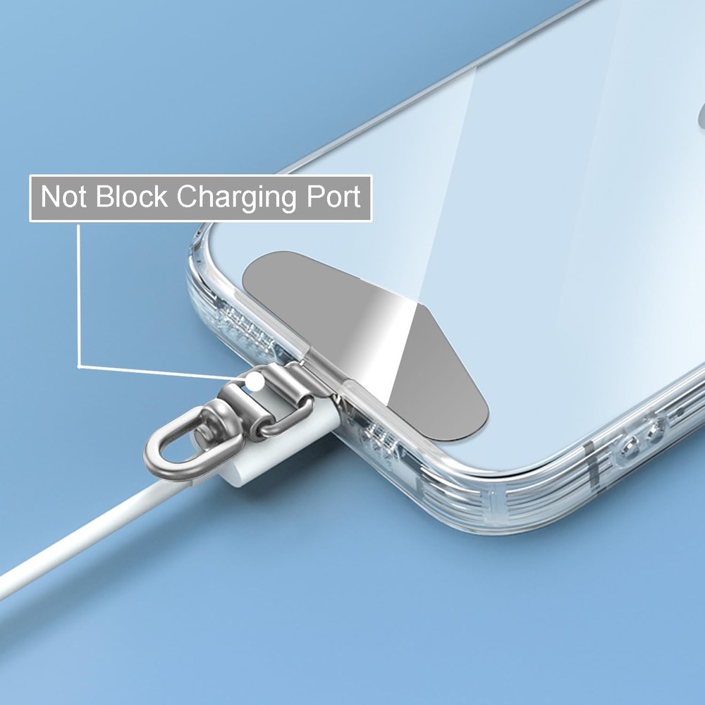 360 Rotation Metal Phone Tether Strap Replacement Patch Holder Silver PC