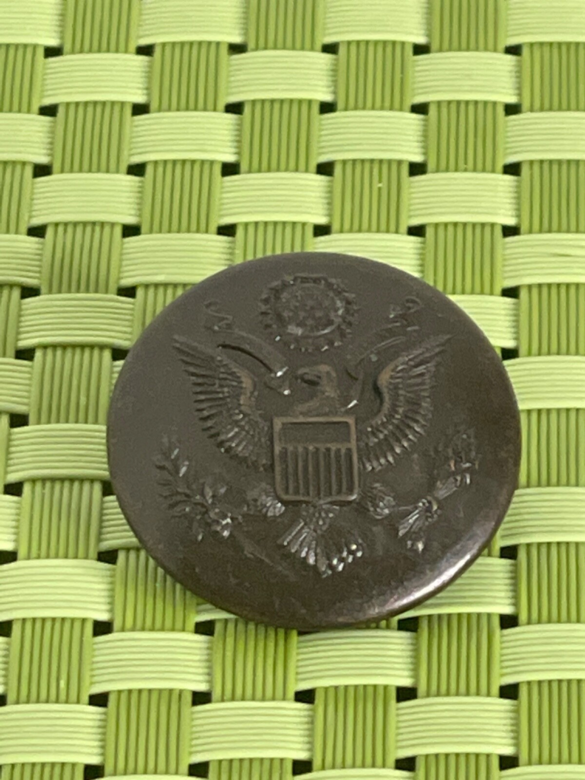 WWI US Eagle Rimless Overcoat Button C. Kenyon Co. New York  - 1 1/8"