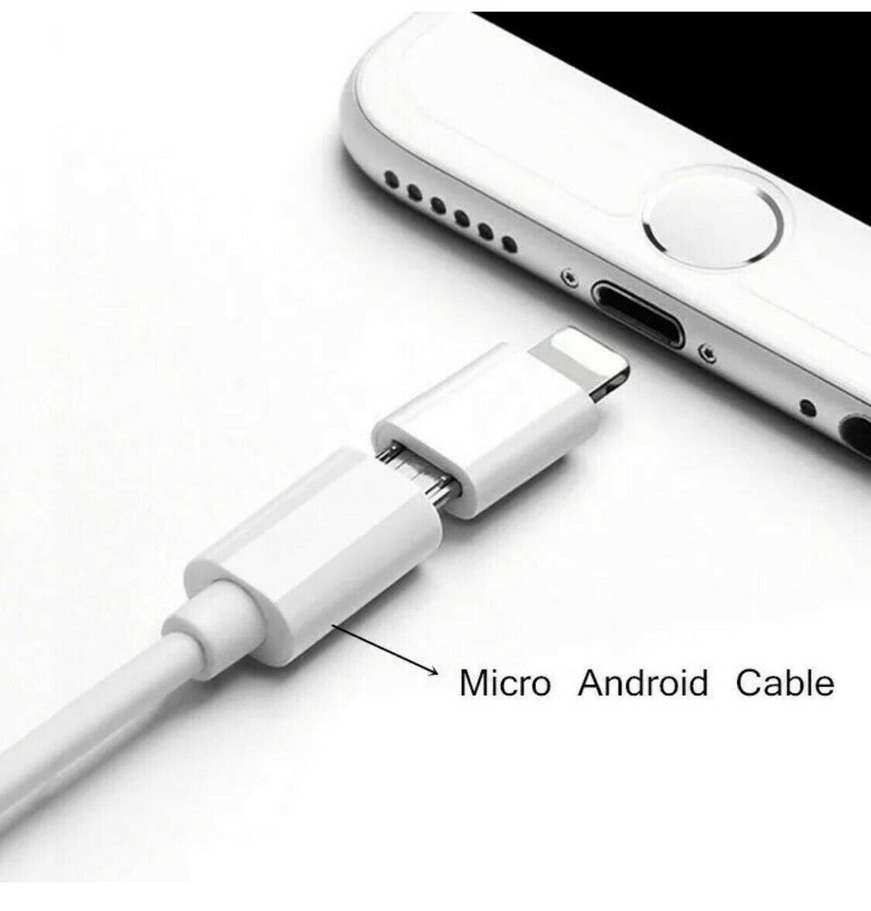 Micro USB to 8 Pin Data Converters Android to Apple Transfer For iPhone 2 Packs