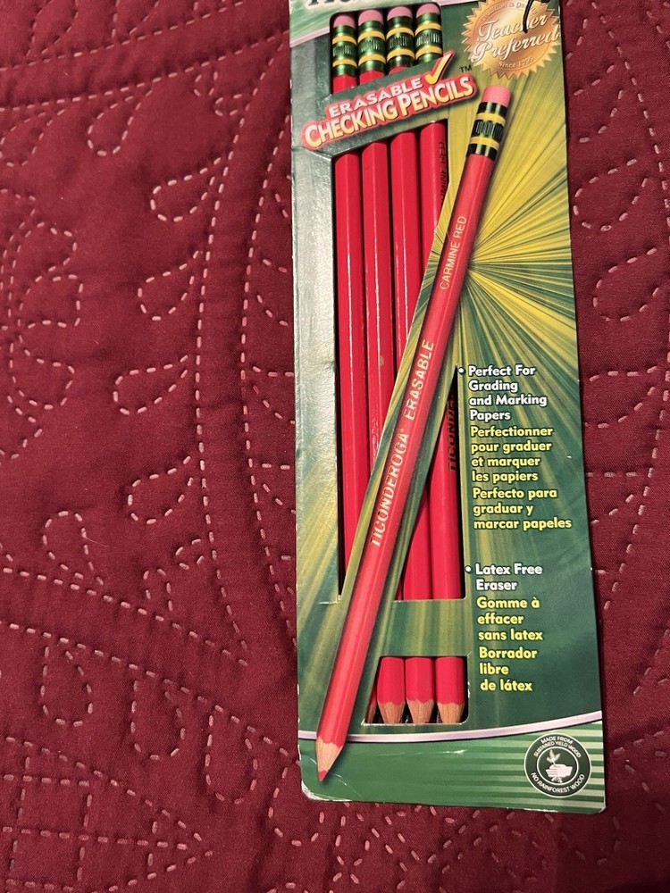 TICONDEROGA Red Erasable Checking Pencils #13941 Pre-Sharpened