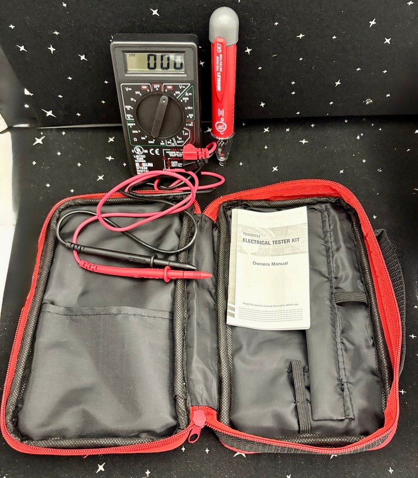 Electrical Tester Kit W/Case & Manual Multimeter & Voltage Detector Works