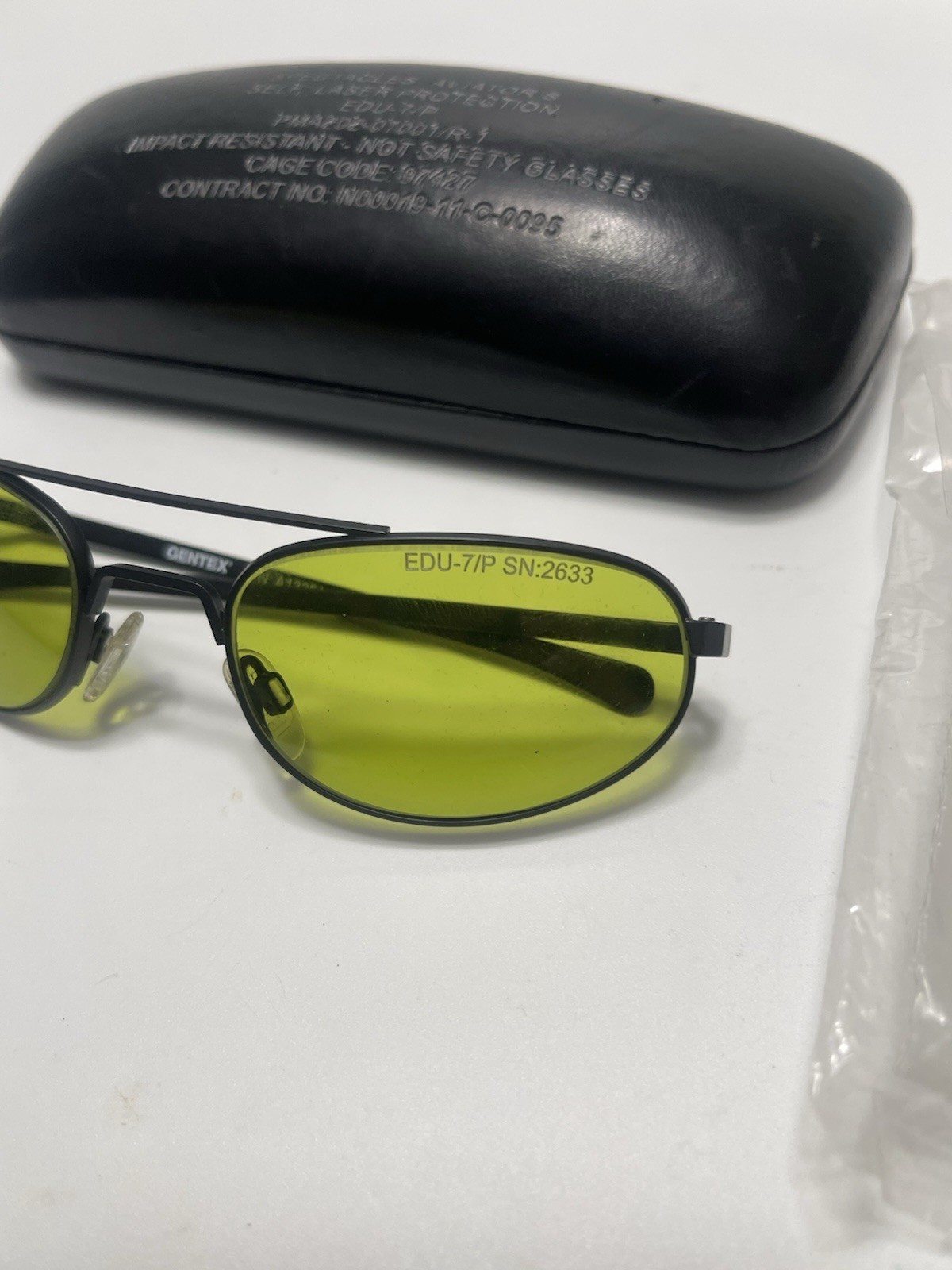 Gentex EDU-7/P Amber Laser Eye Protection (LEP) Spectacles & Extra Temple Arms