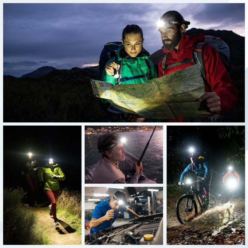 2 Pack LED Rechargeable Waterproff Headlamp, 8 Modes, Motion Sensor Switch