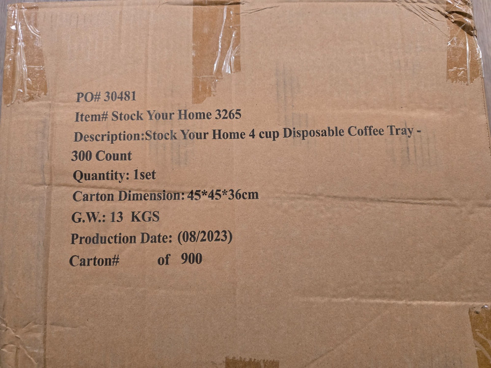 4 Cup Disposable Coffee Tray (300 Count) - Biodegradable and Compostable