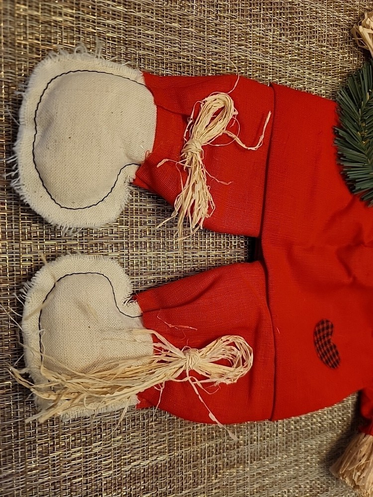Santa Hanging Decor With Straw Beard And Hands