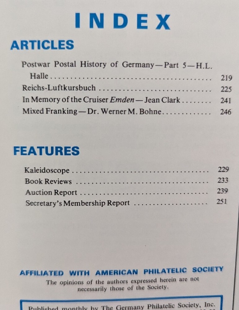 German Postal Specialist Jun 1987 Postwar Postal History Reichs-Lufkursbuch