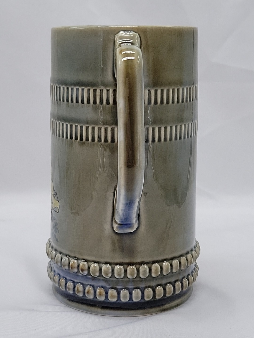 Vintage Wade Ireland Green Beer Stein Mug Sail Boat Yellow Sails