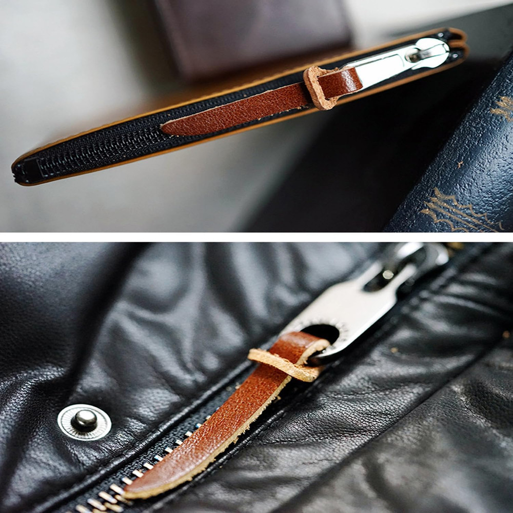 Arrerr 6 Pack Zipper Pulls Replacement Handmade Cowhide Leather Zipper Pull Tab