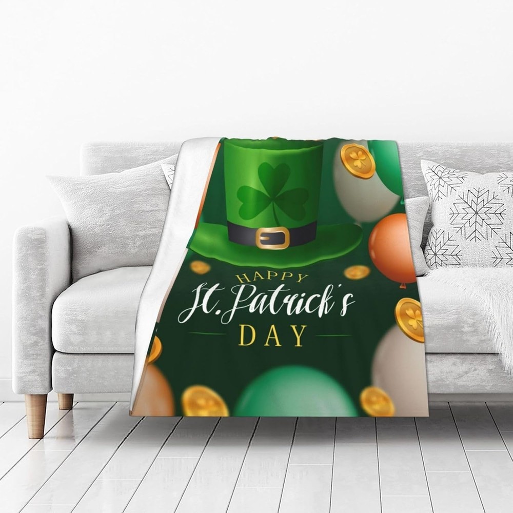 Saint Patricks Day Festive Blanket Wrap Holiday Clover Pattern Cozy Accessory