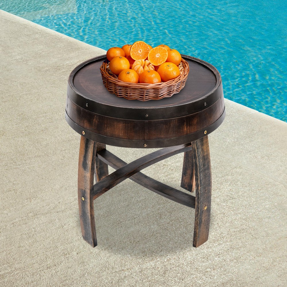 Solid Wood Round Barrel-style End Table Home Tea/coffee Table Wine Side Table