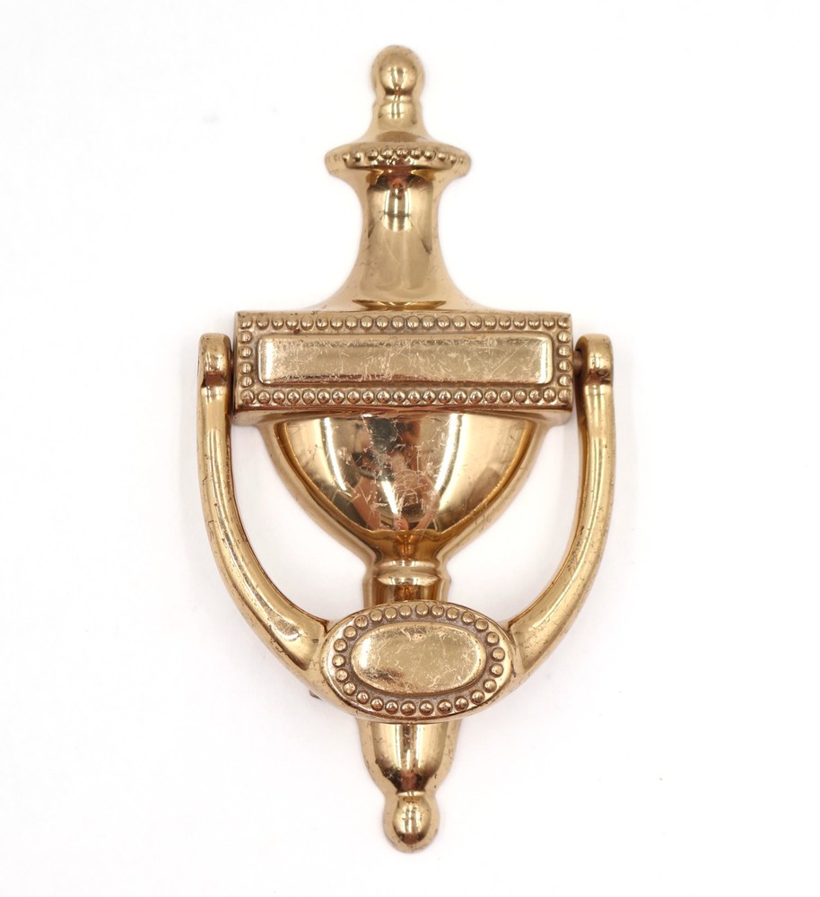 Beaded New Polished Brass Door Knocker