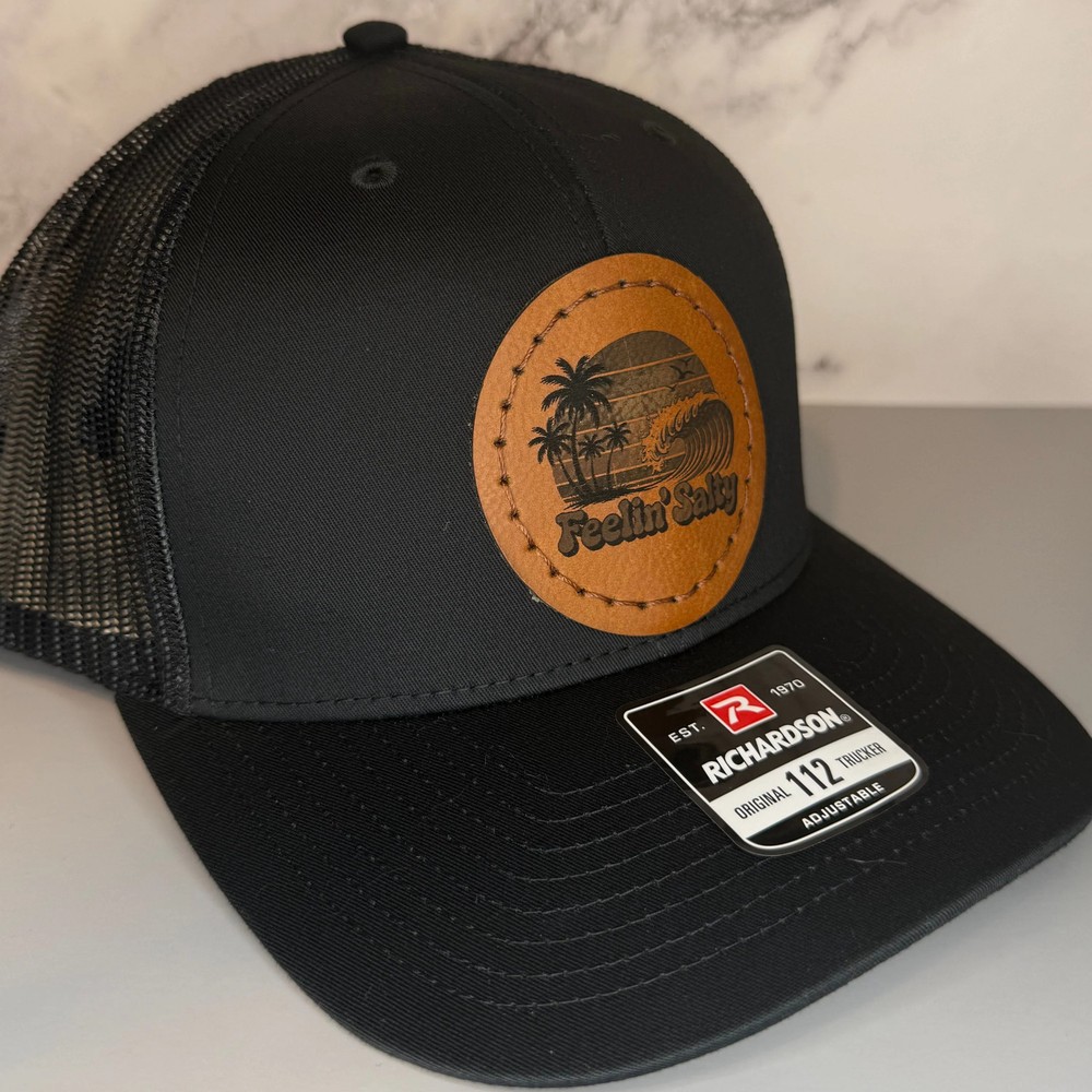 Feelin’ Salty Snapback Hat - Beach Theme Hand Sewn Leatherette Patch Cap