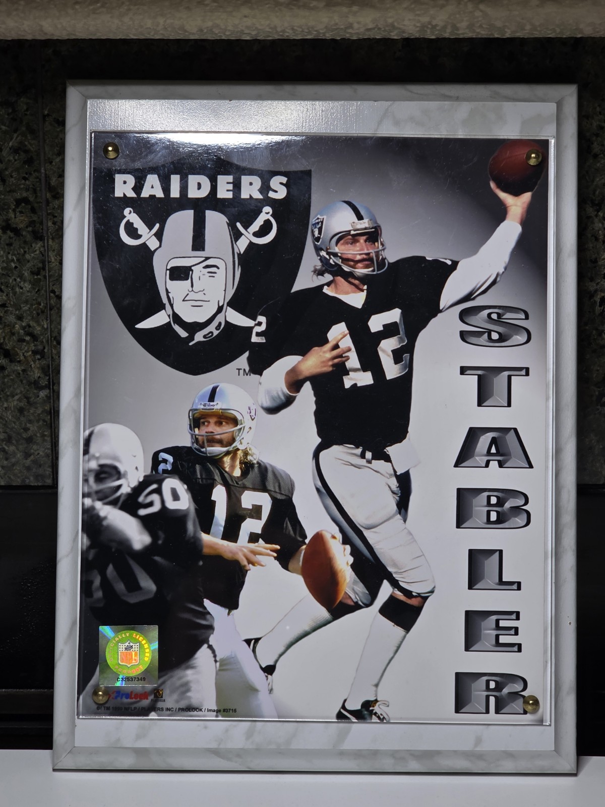 RAIDERS HOF KEN STABLER WOODEN PLAQUE 12x9