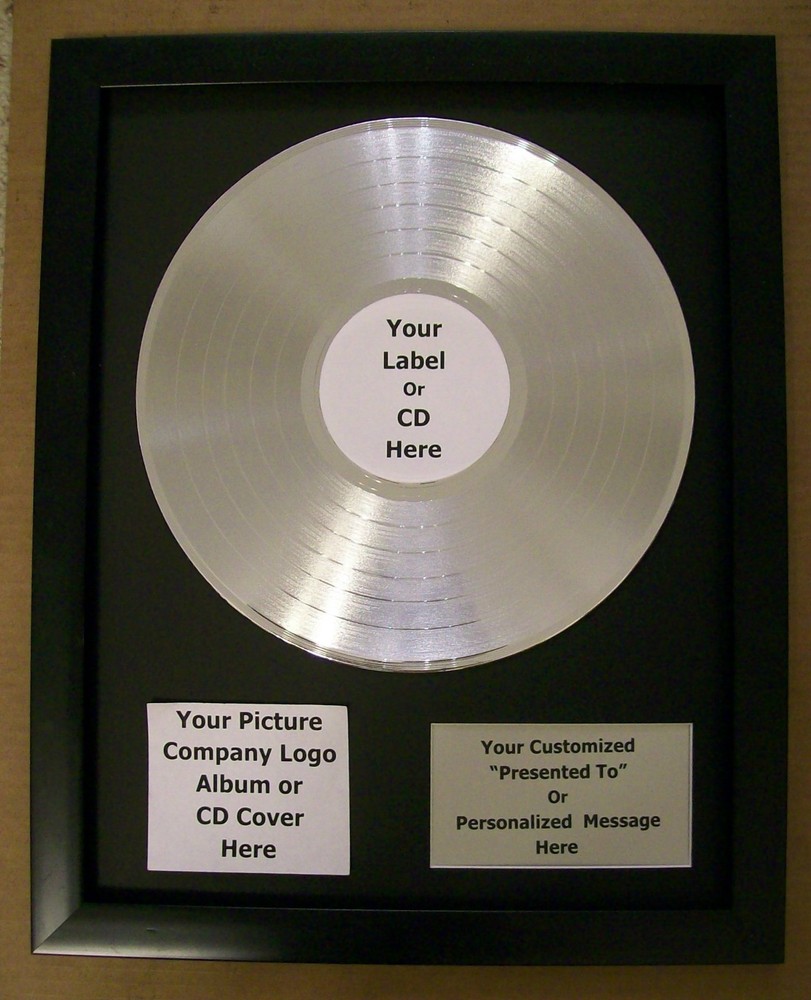 Personalized Platinum LP Album Record Music Award+Custom Plaque CD Display Style