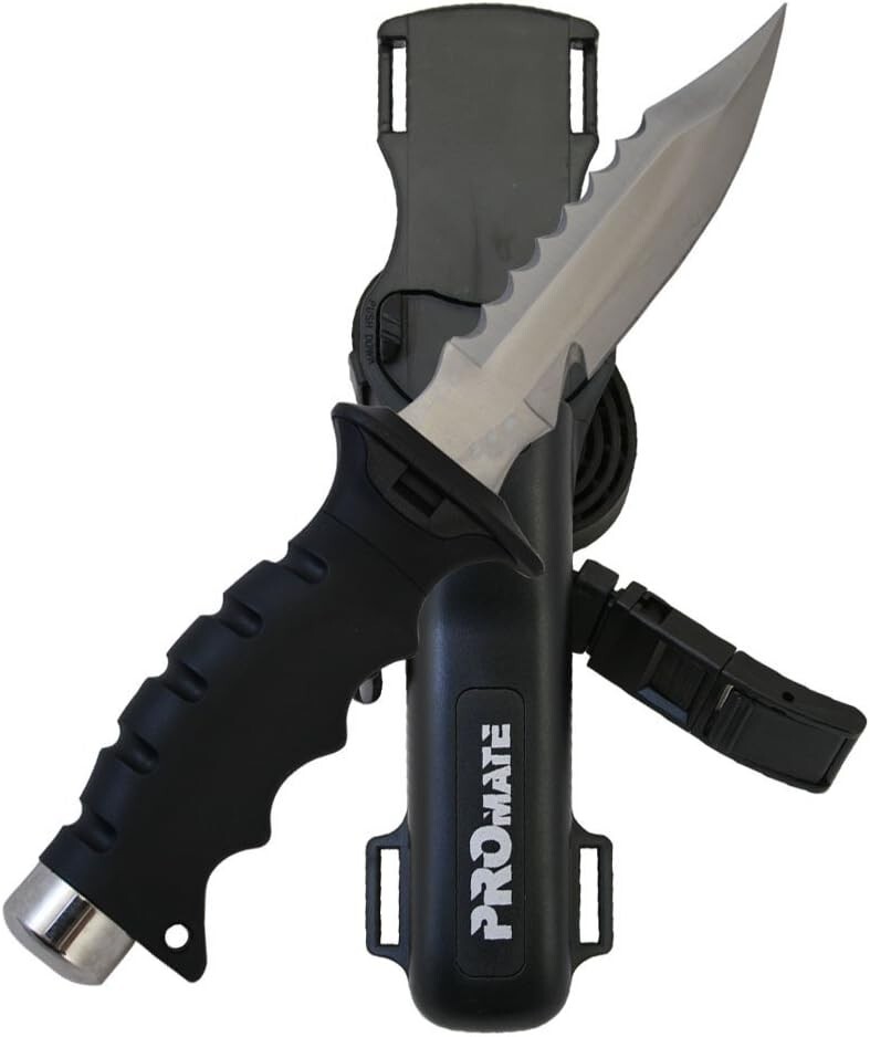 Full Tang Sharp Tip Diving Knife with Adjustable Straps and Quick Release Sheath