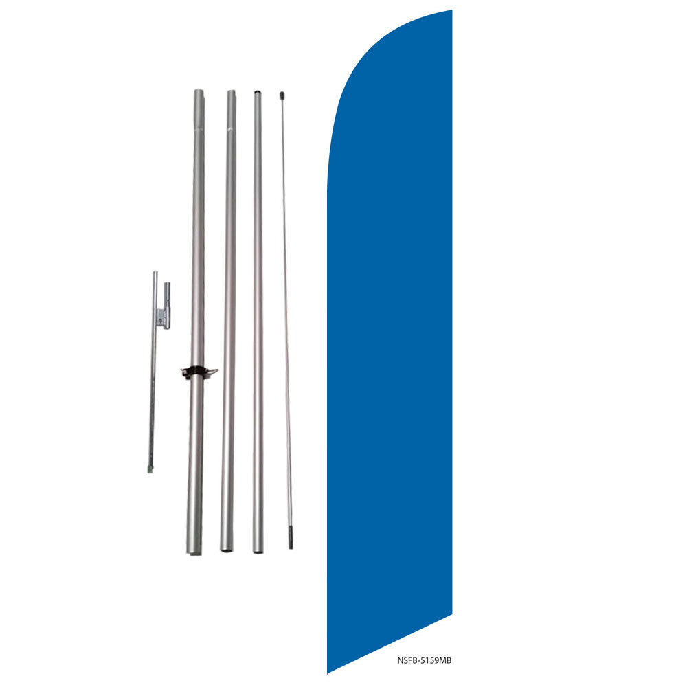 Solid Marina Blue Feather Banner Swooper Flag Kit with pole+spike