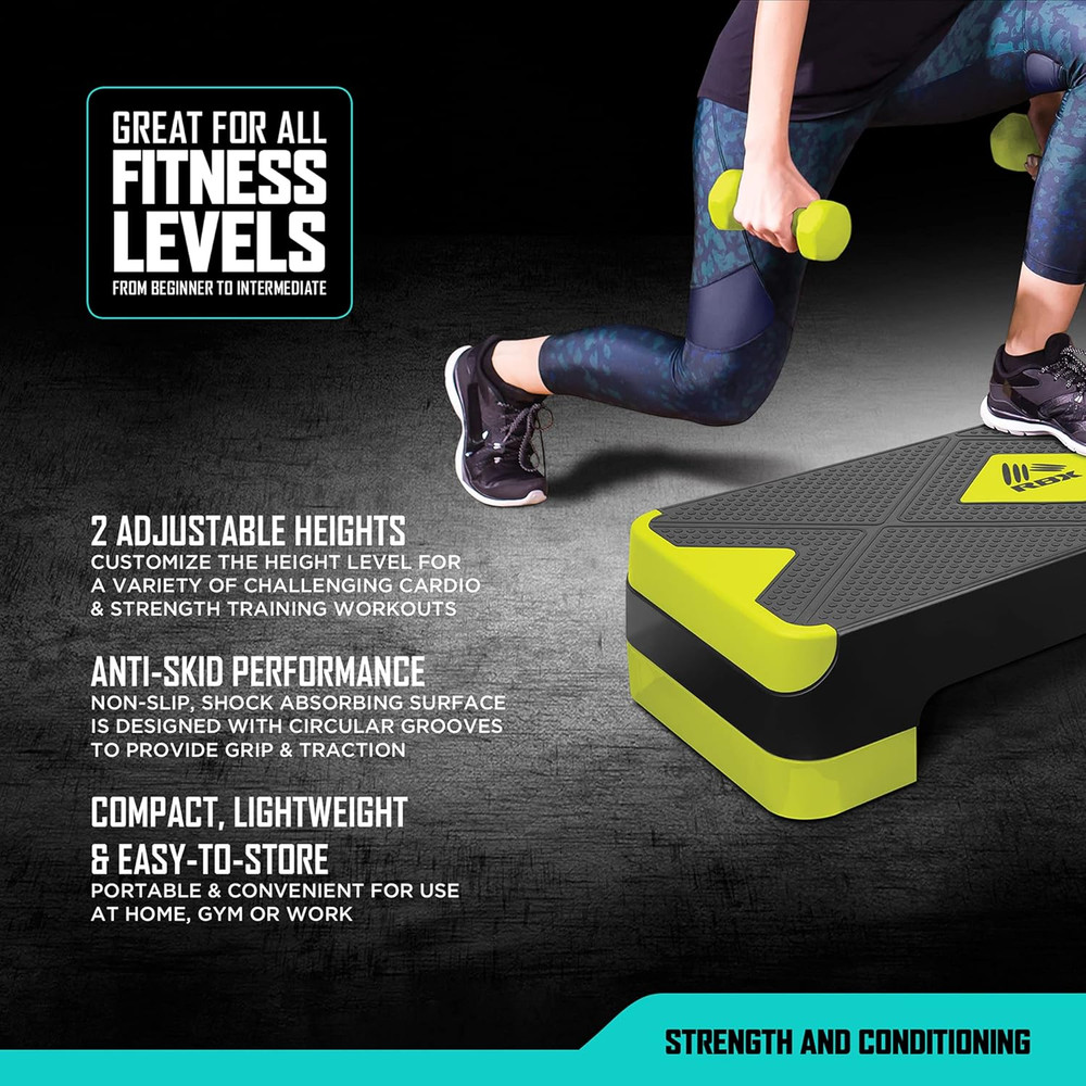 Aerobic Step Platform with Non-Slip Textured Surface -2-Level Adjustable Stepper