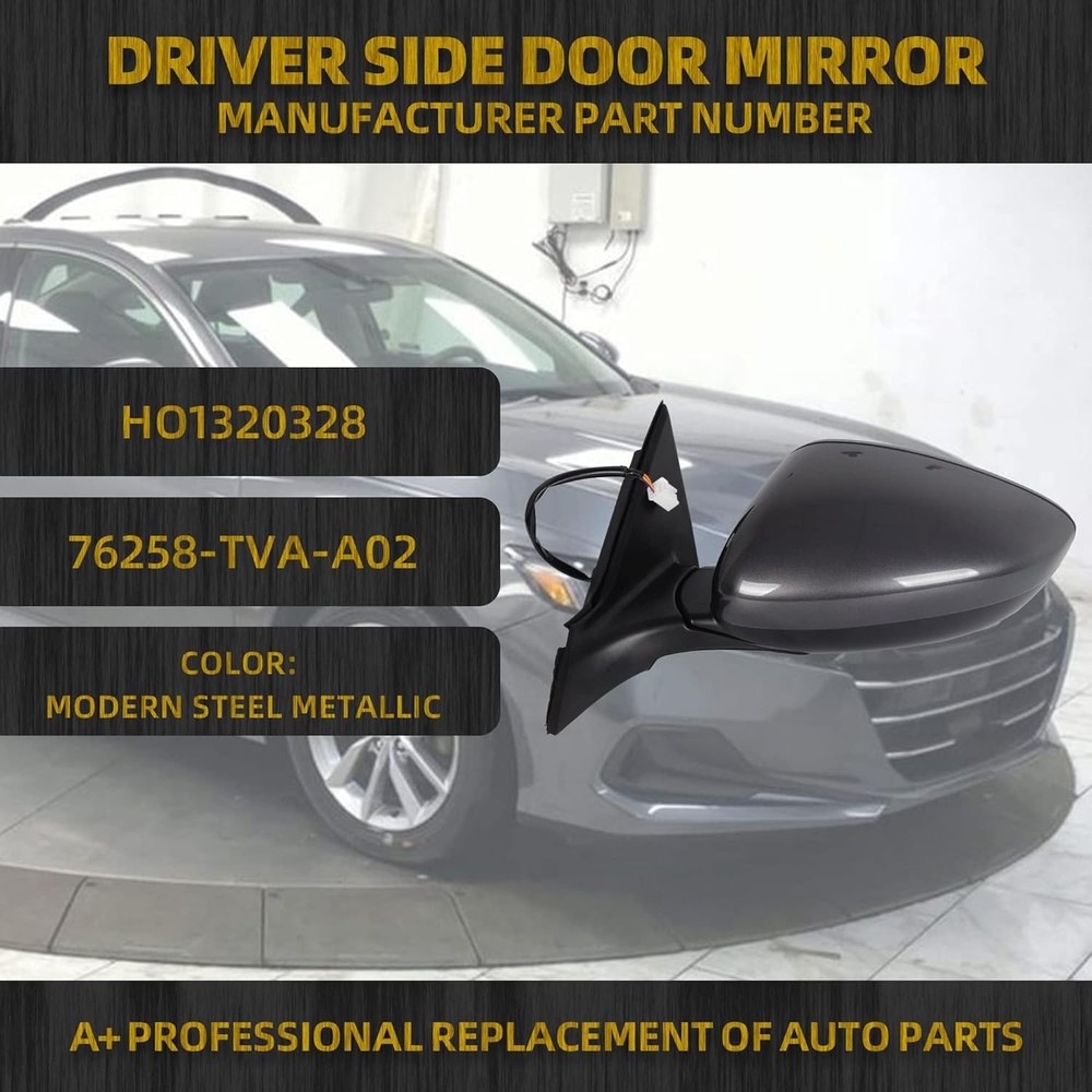 Dasbecan Left Driver Side Mirror Assembly Compatible with 3Pins-Left, Gray