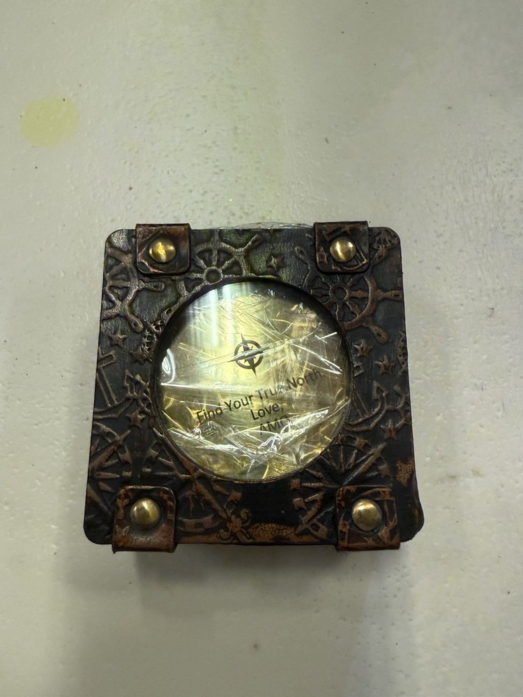 Sundial Antique Compass Decor Navigation With Leather Case