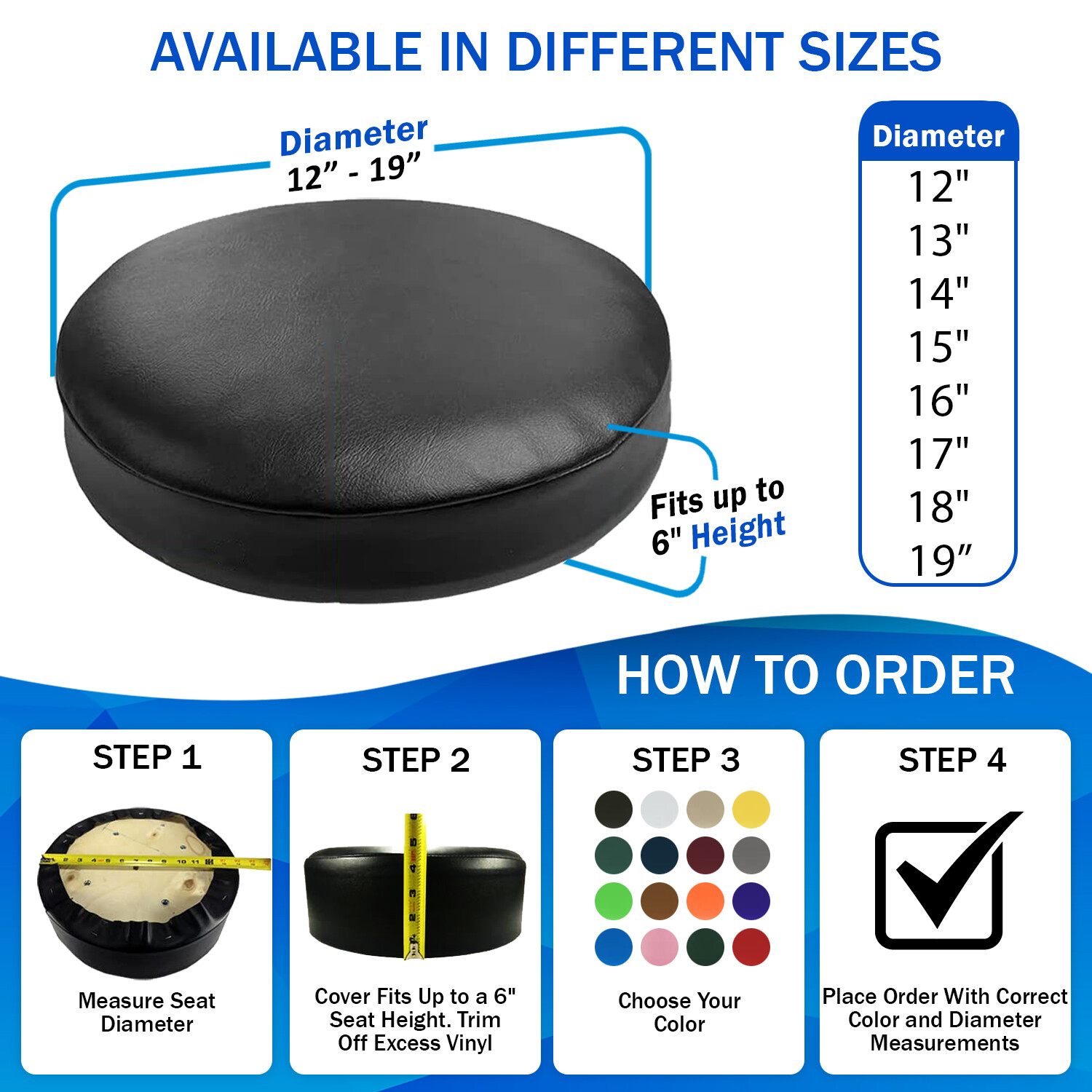 Bar Stool STAPLE ON Seat Cover Vinyl Replacement Office,Kitchen,Restaurant, Exam