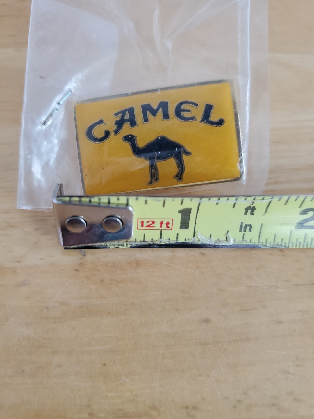 Vintage Camel Cigarette Lapel Pin Yellow Rectangular