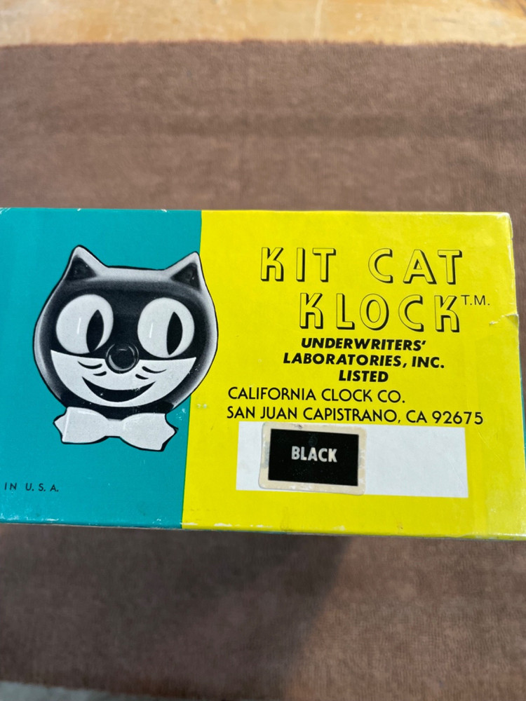 Serviced Working Vintage Black Kit Cat Clock D8 Original Box