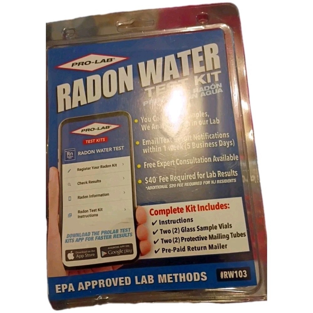 Pro Lab EPA Approved Drinking Water Radon Test Kit RW103