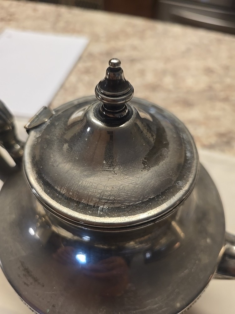 Silver On Copper Teapot And Sugar Set