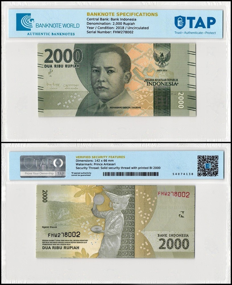 Indonesia 2000 Rupiah, 2018, P-155c.2, UNC, TAP Authenticated