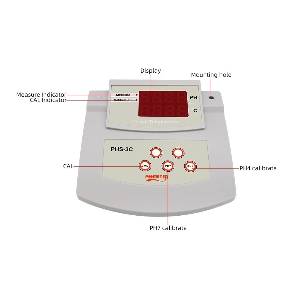 PHS-3C Desktop PH Meter Portable Compact Acidity Alkalinity Tester Lab Tool