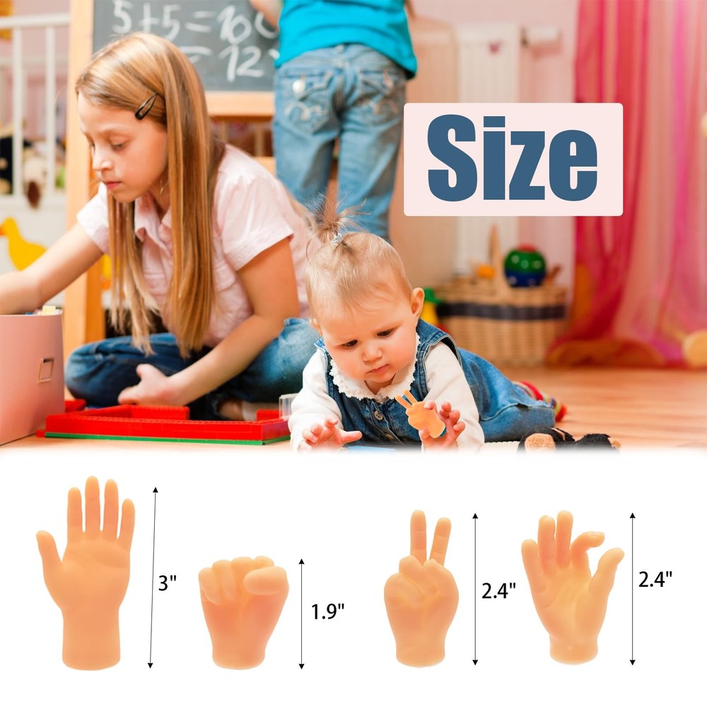 14 Pcs Tiny Finger Hands,Premium Rubber Mini Tiny Finger Hands,Flat Hand Styl...