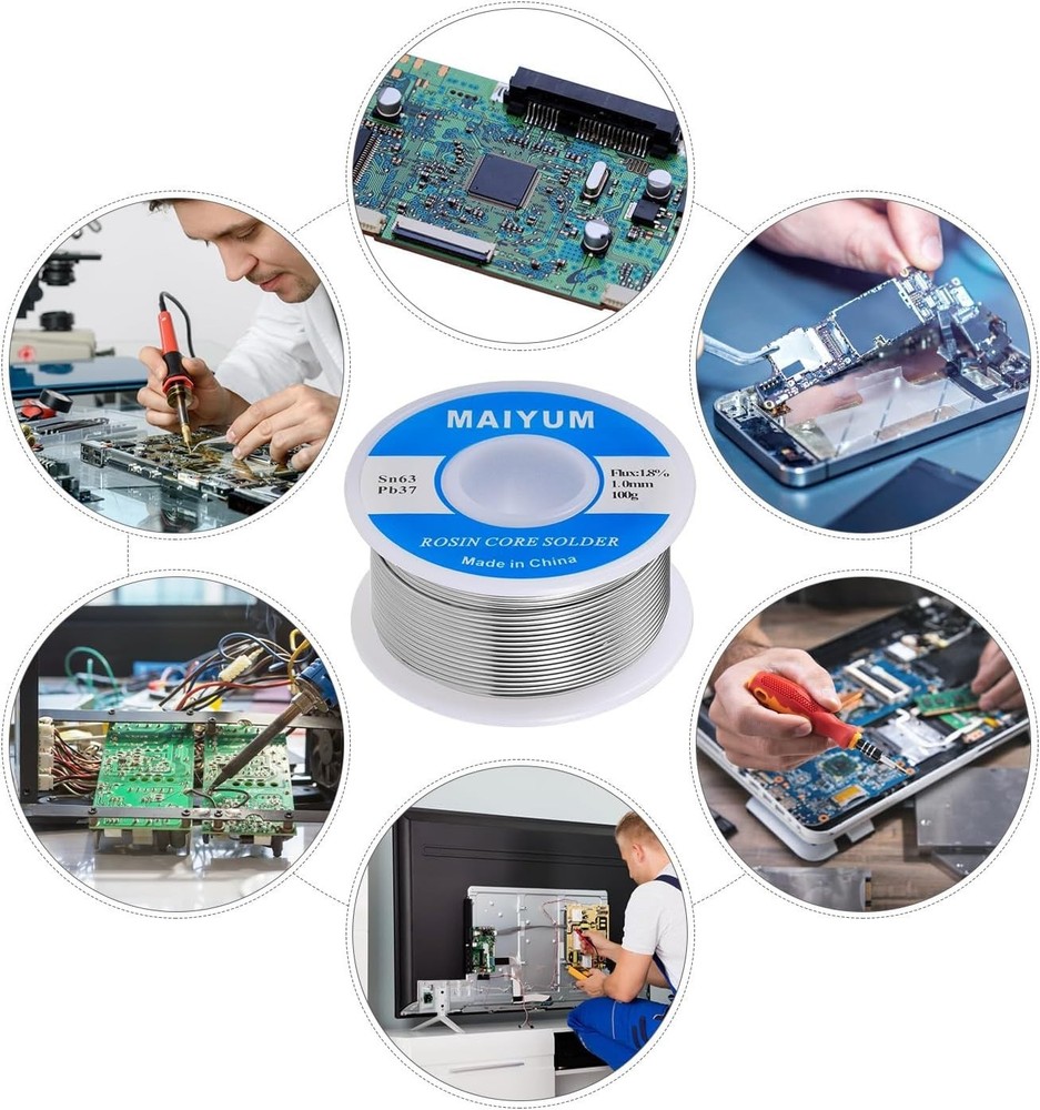 Compact 63-37 Tin Lead Solder Wire with Rosin Core - 1.0mm for Electronics Users