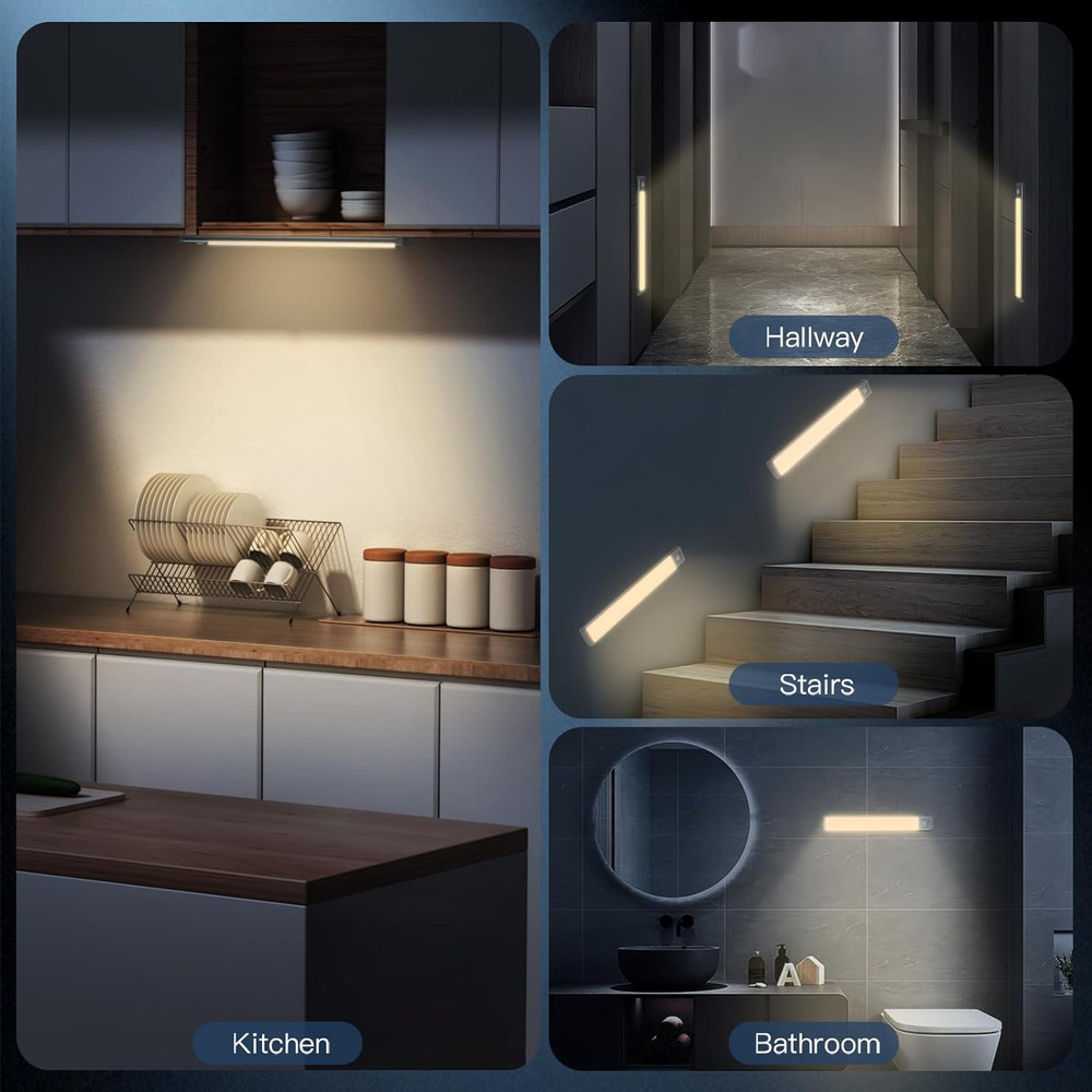 2-Pack 40 LED Motion Sensor Cabinet Lights, Rechargeable & Wireless Indoor