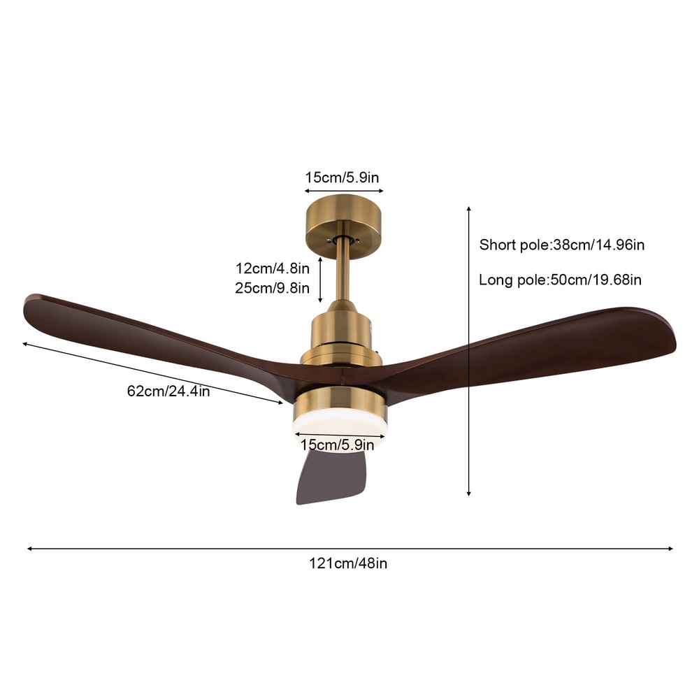48 inch Ceiling Fan Light Modern Copper ColorCeiling Mount With Remote Control