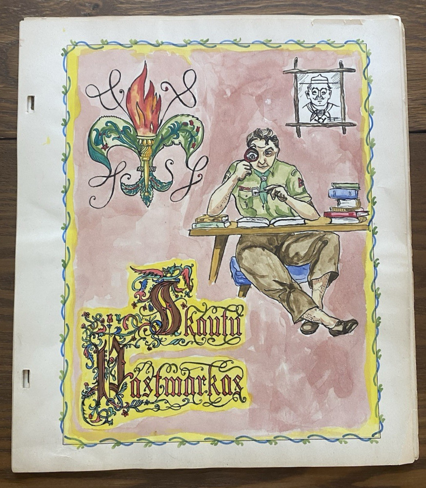 Handmade Philatelic Pages with Stamps Kollwitz Estonia Scout Lot 6 loose pages