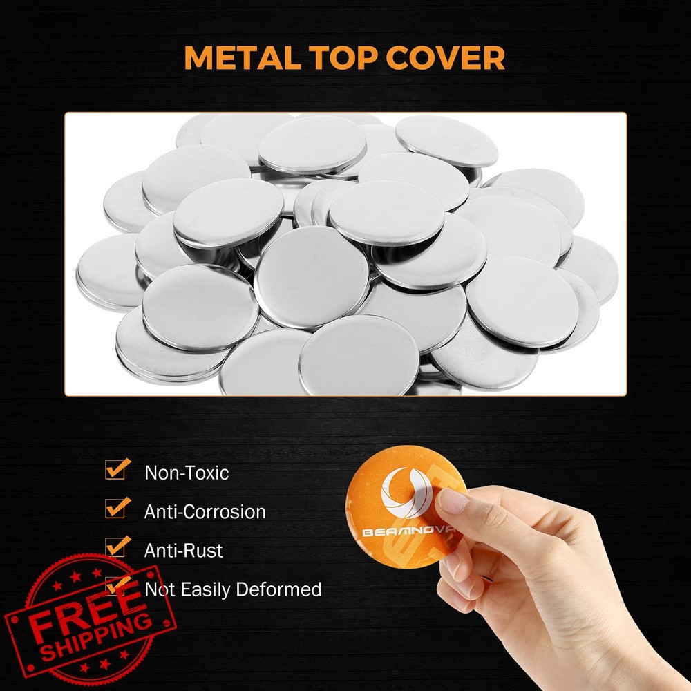 BEAMNOVA 500 Button Parts 75mm for Button Maker DIY Pins
