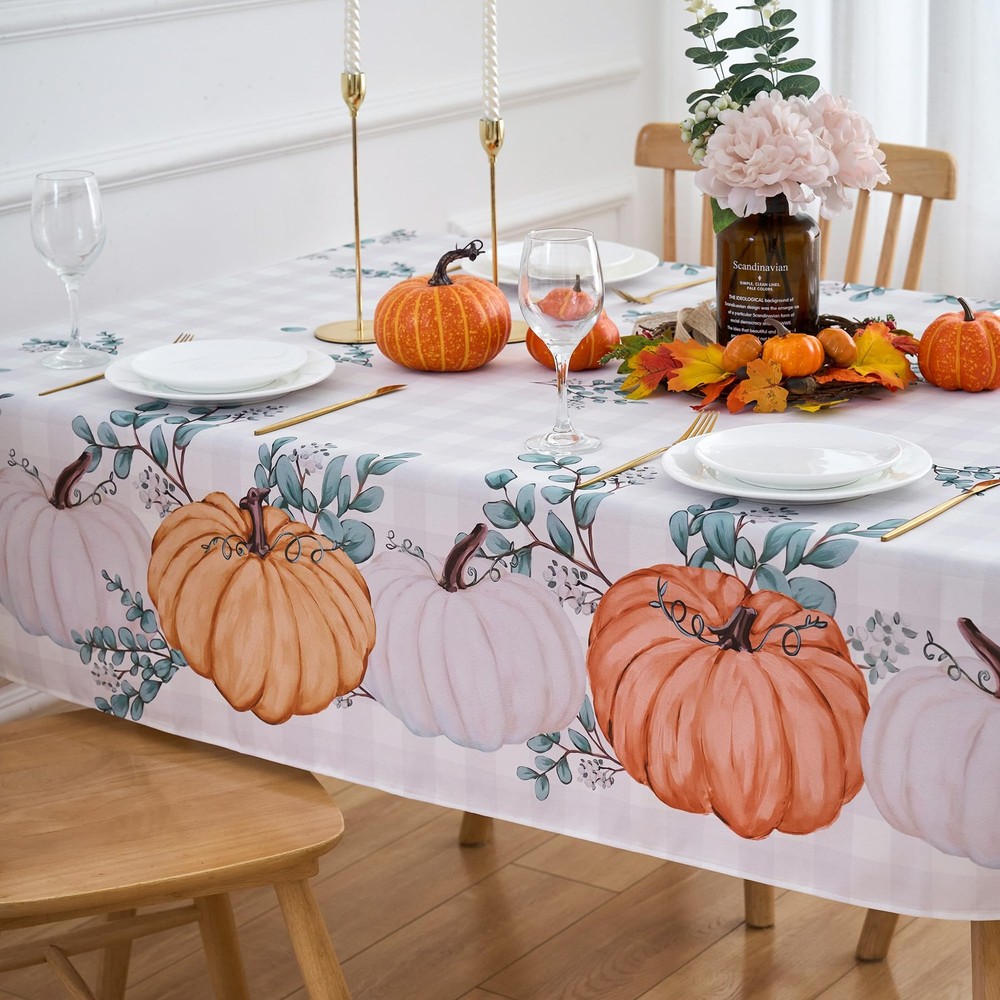 VEDACHIC Fall Tablecloth 84" x 60" (Rectangular), V41-orange Pumpkin