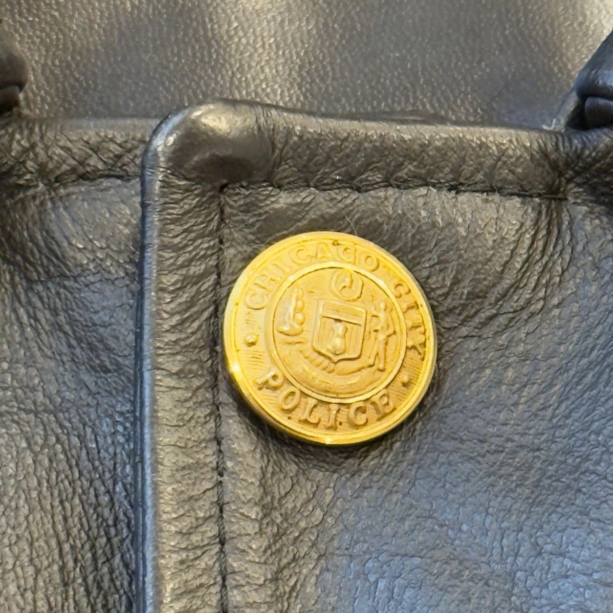 Vintage Chicago Cop Shop CPD Leather Police Jacket Mens 40 Black Patrol