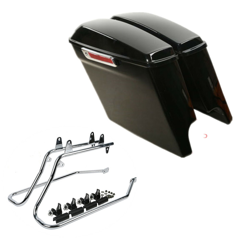 5" Stretched Hard Saddlebags & Conversion Bracket Fit For Harley Softail 86-2017